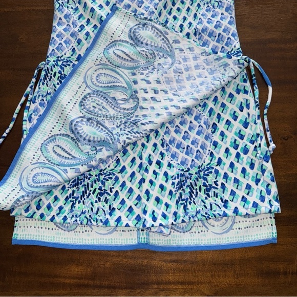 Lilly Pulitzer Pearl Romper Dress Side Slits in Blue Paisley Pineapple Size 00 - Picture 9 of 11